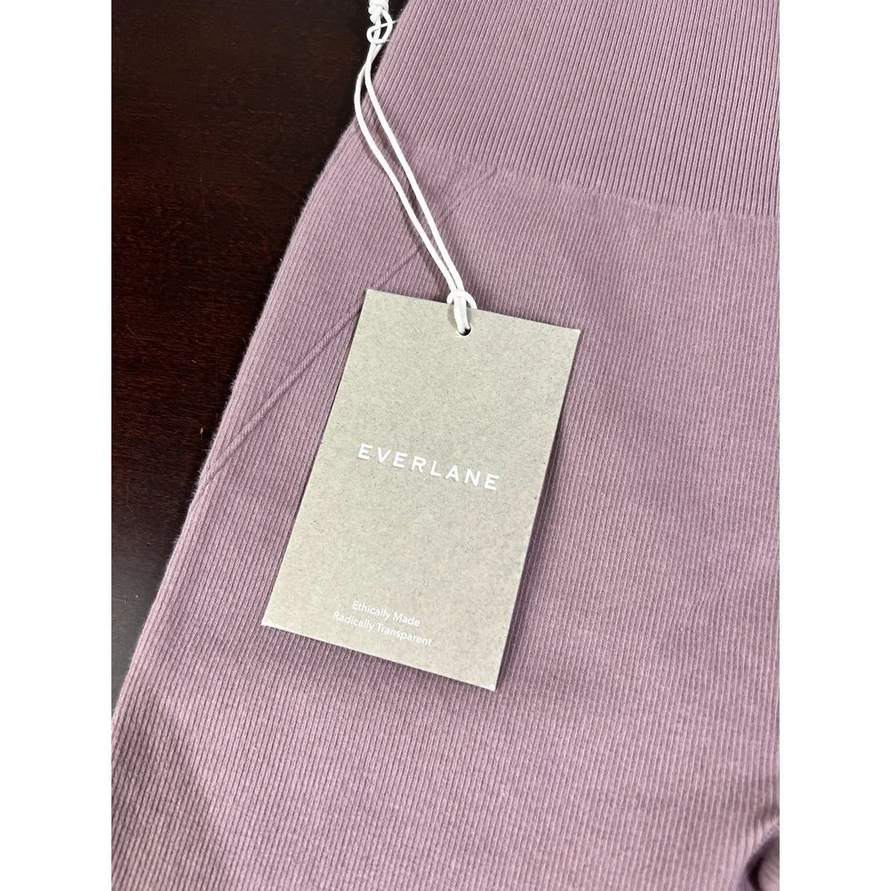 Everlane Seamless Ribbed Biker Short High Waist Lilac Pink Pale Purple XS/S